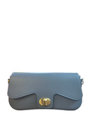 BOJARO Denim Blue Baguette Style Italian Leather Shoulder Bag