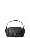 DUGENTA Black Italian Leather Compact Multi-Pocket Shoulder Bag