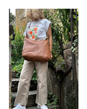 MARIANO Tan Spacious Soft Italian Leather Crossbody Bag