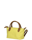 BRELA MINI Italian Leather Two Tone Small Grab Crossbody Handbag Yellow Tan