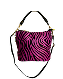 MAZZOLLA Italian Leather Crossbody/Grab Bag, Zebra Pink