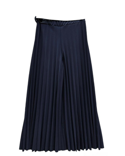 Made In Italy Pleated Wide Leg Trousers, Dark blue