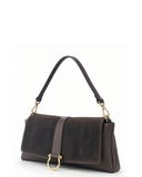 ONANO Dark Brown Italian Leather Rectangular Silhouette Shoulder Handbag