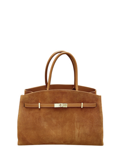 CANNARA Tan Chic and Iconic Italian Suede Leather Designer style handbag