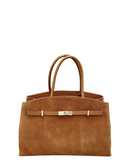 CANNARA Tan Chic and Iconic Italian Suede Leather Designer style handbag