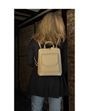 CEDDA Tan Compact Italian Leather Backpack Crossbody Bag