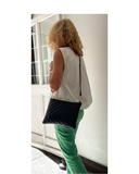 UMBRA Black Timeless Designer Style Quilted Leather Crossbody/Shoulder/Clutch Bag