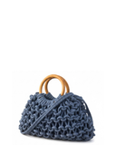 MONACA Blue Chunky Macramé Wooden Handles Handbag