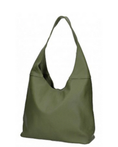 SIGNORIA Soft Pebbled Italian Leather Hobo Bag/Shoulder Bag, Olive Green