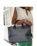 ESPRESSO Small Italian Leather Moc Croc Leather Grab Handbag