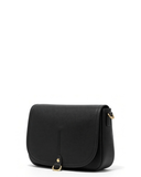 STORTA Black Italian Leather Saddle Shoulder Crossbody Handbag