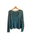 Teal Made In Italy Superkid Mohair Wool blend long Sleeved Fluffy Jumper