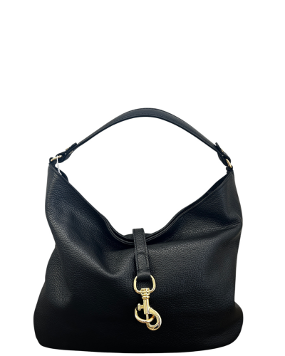 LIRI Large Black softly slouched Italian Leather Hobo Shoulder Handbag