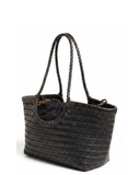 MARINELLA Dark Brown Woven Italian leather Tote Basket