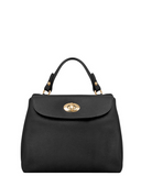 POGGIO Small Black Softly Structured and Elegant Leather Handbag