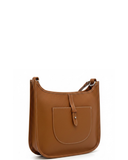 FABRO Large Tan Italian Leather Messenger Crossbody Bag Designer Style