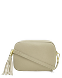 SANO Large Soho Style Soft Italian Leather Compact Shoulder / CrossBody Bag, Light Taupe