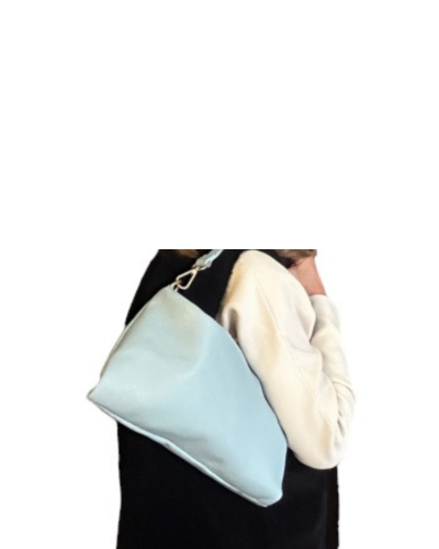 LAGONI Light Blue Soft Compact Italian Leather Shoulder/Crossbody Handbag