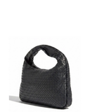 TEORA Black Intrecciato Weave Design Italian Leather hobo Handbag