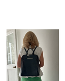 PORANO Black Croc-Embossed Leather Backpack – Chic and Versatile