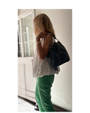 CASTELLO Black Structured Italian Leather Bucket Shoulder Handbag