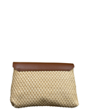 ACUTO Woven Raffia Italian Leather Flap Bamboo Clasp Shoulder/Crossbody Handbag