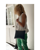 UMBRA Black Timeless Designer Style Quilted Leather Crossbody/Shoulder/Clutch Bag