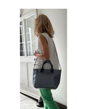 ESPRESSO Small Italian Leather Moc Croc Leather Grab Handbag