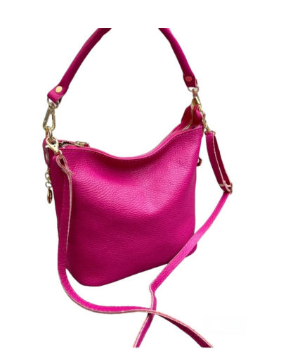 MAZZOLLA Italian Leather Crossbody/Grab Bag, Hot Pink
