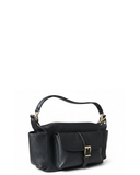 DUGENTA Black Italian Leather Compact Multi-Pocket Shoulder Bag