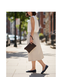 BONEA Dark Brown Croc Embossed Suede Leather Crossbody/Clutch/ Shoulder Bag