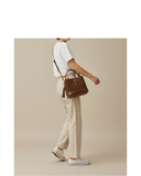 PIGLIO Tan brown Italian Leather Suede Bucket Shouler Handbag