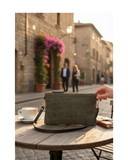 BONEA Olive Green Croc Embossed Suede Leather Crossbody/Clutch/ Shoulder Bag