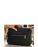 STORTA Black Italian Leather Saddle Shoulder Crossbody Handbag