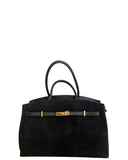 CANNARA Black Chic and Iconic Italian Suede Leather Designer style handbag