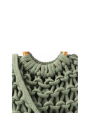 MONACA Olive Green Chunky Macramé Wooden Handles Handbag