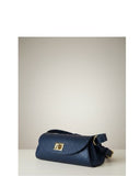GAETE Dark blue Italian Leather Structured Cylindrical Mini Bag