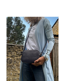 SEFRO Dark Grey Woven Italian Leather camera Shoulder Crossbody Handbag