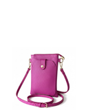Made In Italy Leather Crossbody Handbag Phone Holder with Front Compartment, Hot Pink