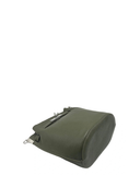 AVERSA Olive green Small Italian Leather Zipped Bucket Braided Shoulder Bag