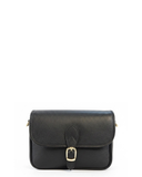 NUSCO Black Italian Leather Crossbody Saddle Handbag