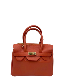 AGLIANA Small Burnt Orange Soft Italian Leather Birkin Inspired
