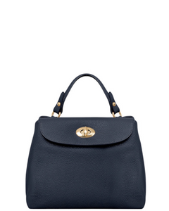 POGGIO Small Dark Blue Softly Structured and Elegant Leather Handbag