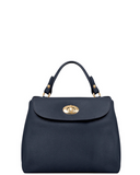 POGGIO Small Dark Blue Softly Structured and Elegant Leather Handbag
