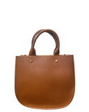 AFFILE Caramel Brown Italian Leather Rounded U-Shaped Zip Tote
