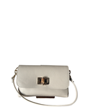 MARINA Cream Italian Leather Grab Shoulder Crossbody Handbag Bamboo Clasp