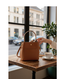 ARPINO Tan Italian Leather Small Bucket Bag