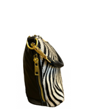 MAZZOLLA Italian Leather Crossbody/Grab Bag, Zebra White Black