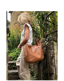 MARIANO Tan Spacious Soft Italian Leather Crossbody Bag