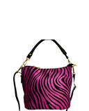 MAZZOLLA Italian Leather Crossbody/Grab Bag, Zebra Pink